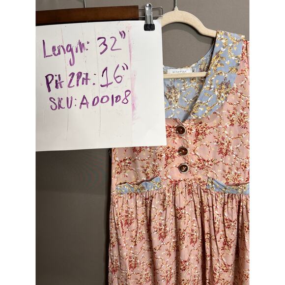 Mink Pink Dress Womens Size M Collar Blue/ Pink Button Mini Pockets Coquette - Picture 11 of 11